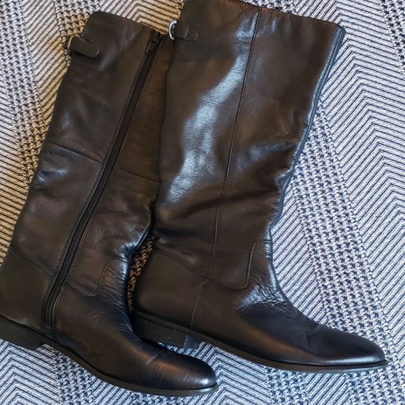 Aldo mid calf black leather boot size 7.5 - Picture 1 of 6